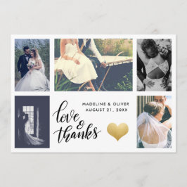 Tarjeta De Agradecimiento Corazón de Oro | Foto de Boda | Guión de Amor y Ag