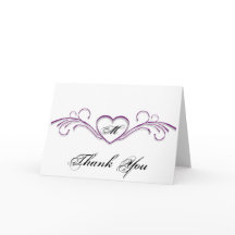 Corazón de pergamino con monograma de púrpura y pl