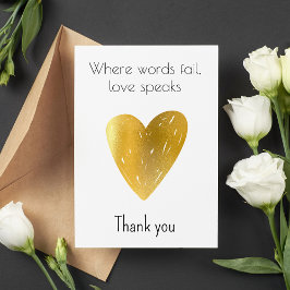 Tarjeta De Agradecimiento Corazón de Relieve metalizado dorado minimalista