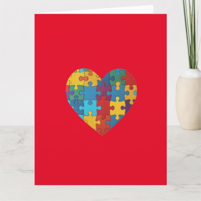 Tarjeta De Agradecimiento Corazón de rompecabezas del autismo (Anverso)