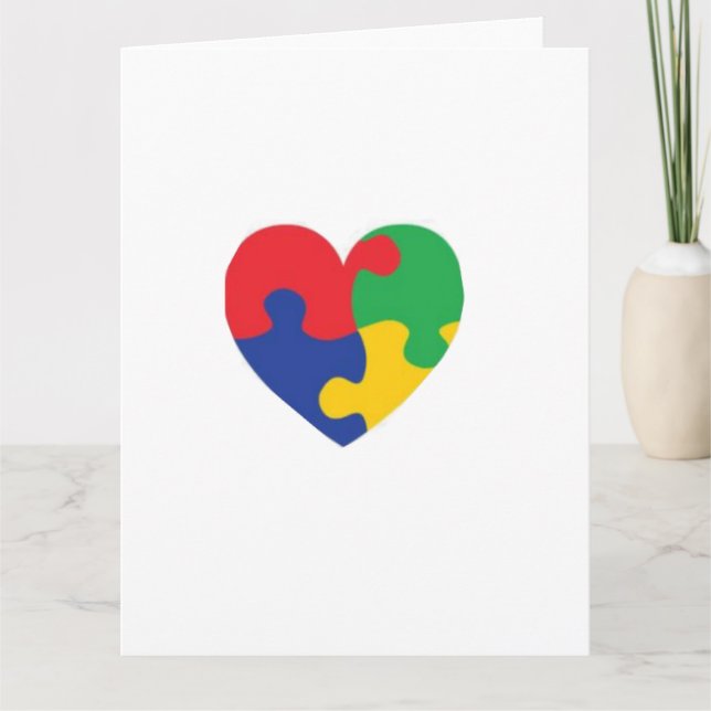 Tarjeta De Agradecimiento Corazón de rompecabezas del autismo (Anverso)