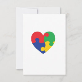 Tarjeta De Agradecimiento Corazón de rompecabezas del autismo