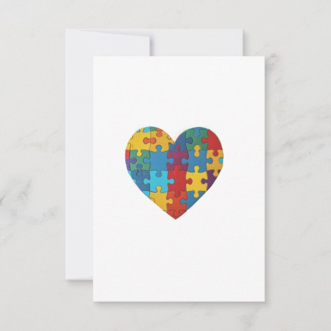 Tarjeta De Agradecimiento Corazón de rompecabezas del autismo (Anverso)