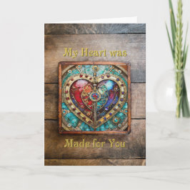 Tarjeta De Agradecimiento Corazón de vidrio teñido rojo y azul serie Steampu