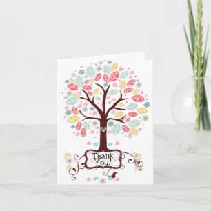 Tarjeta De Agradecimiento Corazón Floral Árbol de Remolino Moderno Caprichos
