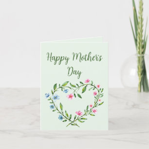 Tarjeta De Agradecimiento Corazón floral del Día de la Madre