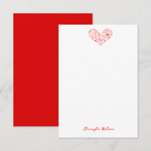 Tarjeta De Agradecimiento Corazón Floral Rojo Bonito del Día de San Valentín