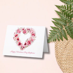 Tarjeta De Agradecimiento Corazón Floral Rosa Rojo Personalizado Día de San 