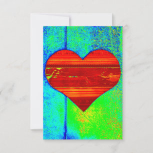 Tarjeta De Agradecimiento Corazón Foto Arte azul rojo verde Amor de artista
