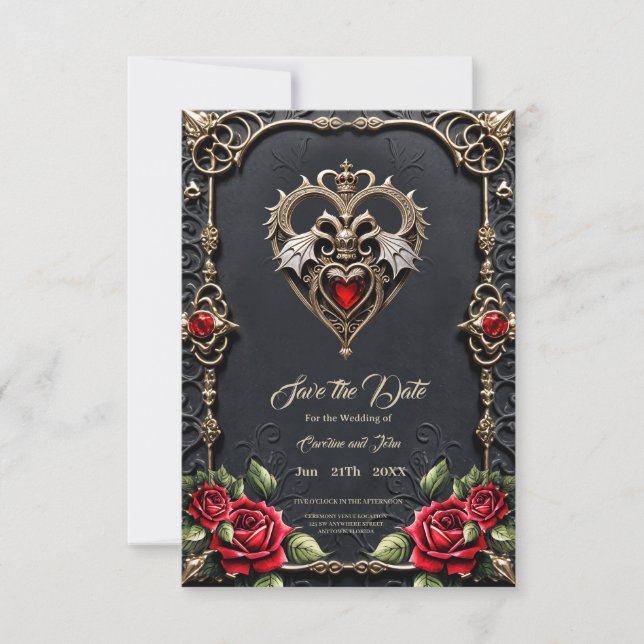 Tarjeta De Agradecimiento Corazón gótico impresionante  (Anverso)