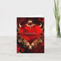 Corazón Gótico Rojo y Dorado Amor Gótico Gracias