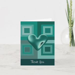 Tarjeta De Agradecimiento Corazón Hinchado de Turquesa Gracias