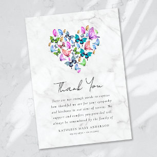 Tarjeta De Agradecimiento Corazón Mariposa Simpatía Funeral