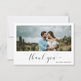 Tarjeta De Agradecimiento Corazón minimalista simple escritura foto boda
