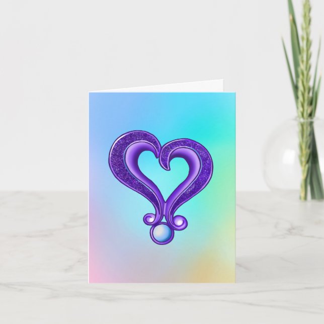 Tarjeta De Agradecimiento Corazón Morado Bonito (Anverso)