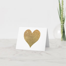 Tarjeta De Agradecimiento Corazón Purpurina de oro Gracias