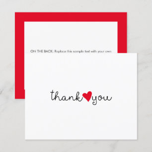 Tarjeta De Agradecimiento Corazón Rojo Brillante Lindo Gracias