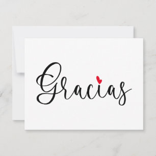 Tarjeta De Agradecimiento Corazón Rojo Negro Caligrafía Manuscrita Gracias