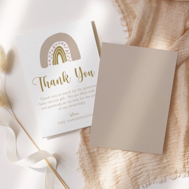 Tarjeta De Agradecimiento Corazón rosa arcoiris acuático | Baby Shower (Subido por el creador)