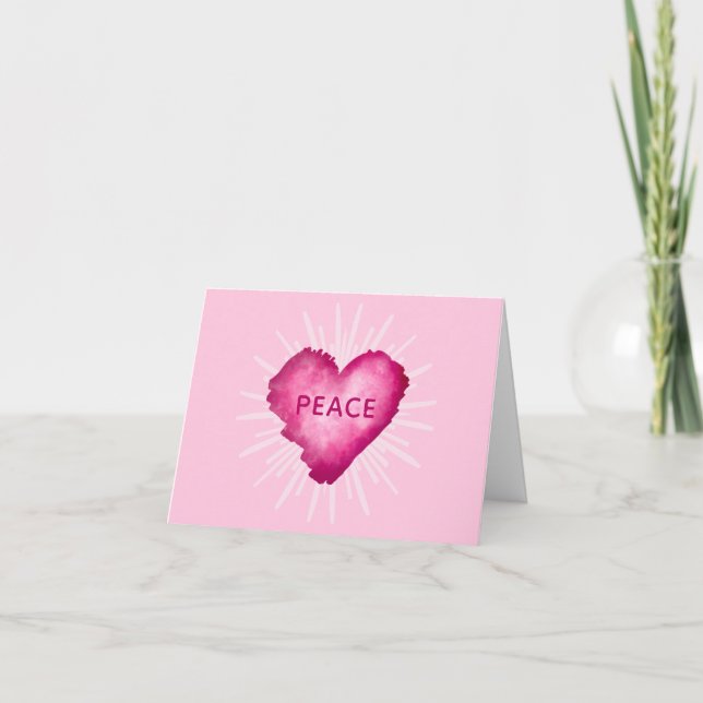 Tarjeta De Agradecimiento Corazón rosa con PAZ (Anverso)