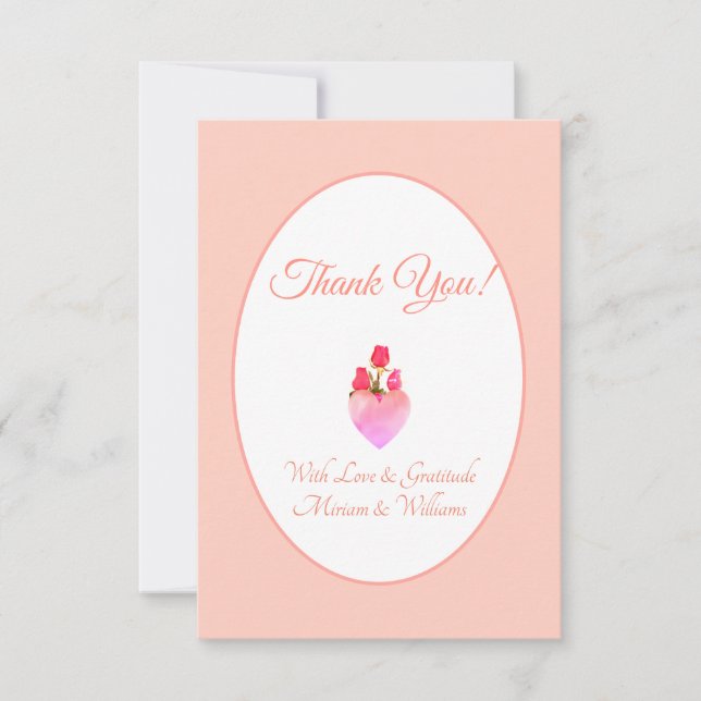 Tarjeta De Agradecimiento Corazón Rosa Gracias (Anverso)