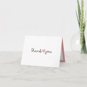 Tarjeta De Agradecimiento Corazón Rosa Lindo Simple Gracias