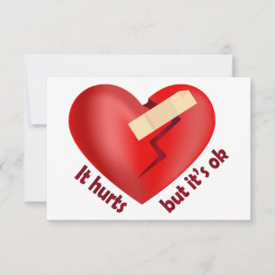 Tarjeta De Agradecimiento Corazón roto sanado con parche y cita de vida