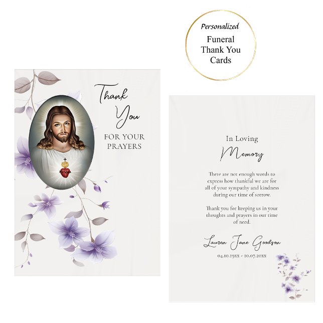 Tarjeta De Agradecimiento Corazón sagrado de Jesús Funeral Católico Romano (Subido por el creador)