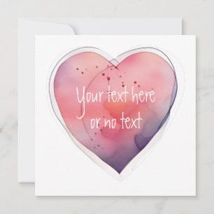 Tarjeta De Agradecimiento Corazón Simple de Forma de Rosa/Lavanda en Acuarel
