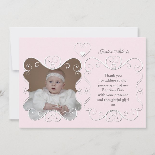 Tarjeta De Agradecimiento Corazón Tierno Foto Gracias Rosa (Anverso)