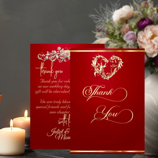 Tarjeta De Agradecimiento Corazón y Caligrafía - Rojo (Subido por el creador)