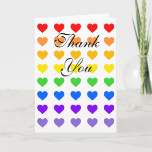 Tarjeta De Agradecimiento Corazones arcoiris