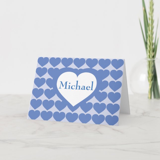 Tarjeta De Agradecimiento Corazones azules para bebés - Personalizado (Anverso)