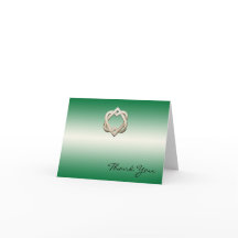 Corazones celtas sobre gradiente verde Gracias