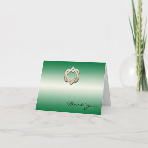 Tarjeta De Agradecimiento Corazones celtas sobre gradiente verde Gracias