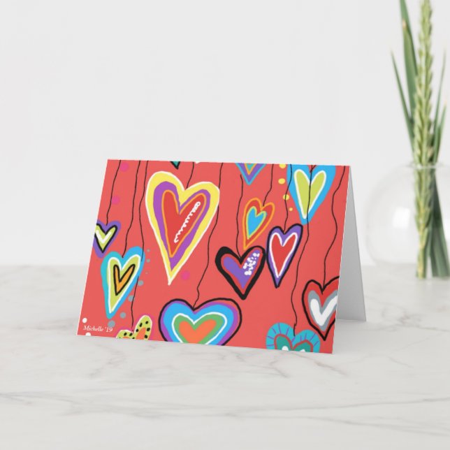 Tarjeta De Agradecimiento Corazones, corazones y más corazones (Anverso)