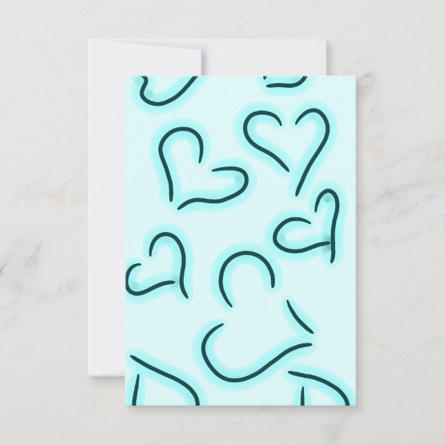 Tarjeta De Agradecimiento Corazones cortos azules (Anverso)