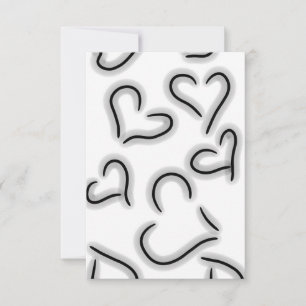 Tarjeta De Agradecimiento Corazones cortos blanco y negro