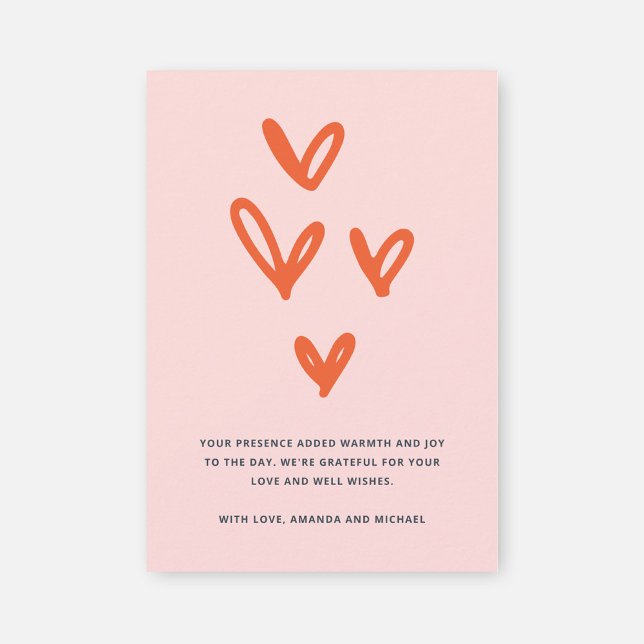 Tarjeta De Agradecimiento Corazones cortos Pastel Rosa (Subido por el creador)