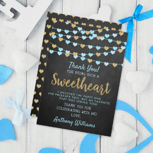 Tarjeta De Agradecimiento Corazones de amor colgantes cumpleaños pequeño amo