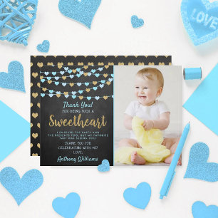 Tarjeta De Agradecimiento Corazones de amor colgantes cumpleaños pequeño amo