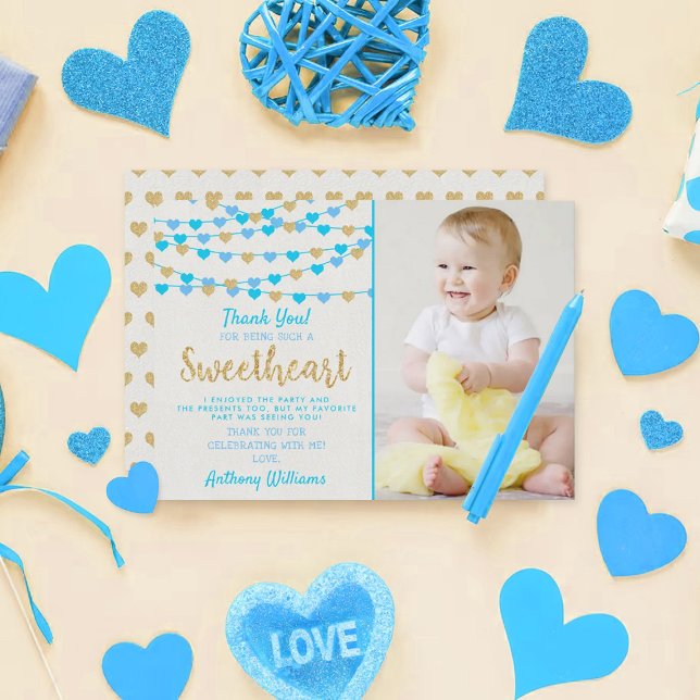 Tarjeta De Agradecimiento Corazones de amor colgantes cumpleaños pequeño amo (Subido por el creador)