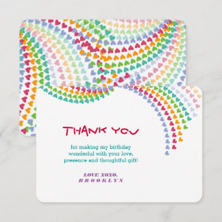 Tarjeta De Agradecimiento Corazones de Amor de Arcoíris Colorido Purpurina C