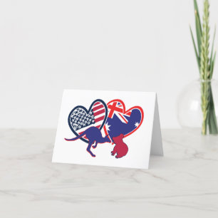 Tarjeta De Agradecimiento Corazones de bandera de Estados Unidos y Australia
