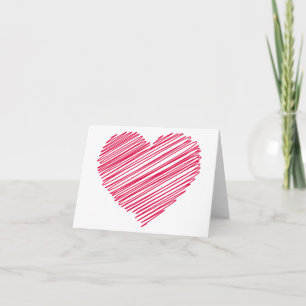 Tarjeta De Agradecimiento Corazones de Doodle de Amor Rosa Rojo Boda
