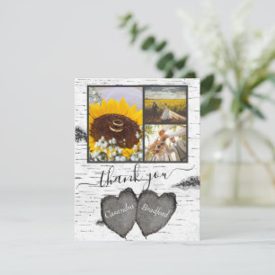 Tarjeta De Agradecimiento Corazones de Madera Rústica Aspen 3 Boda de collag
