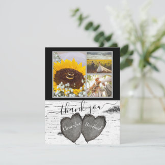 Tarjeta De Agradecimiento Corazones de Madera Rústica Aspen 3 Boda de collag