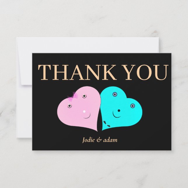 Tarjeta De Agradecimiento corazones de mr y mrs (Anverso)