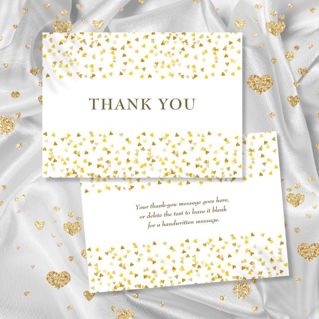 Tarjeta De Agradecimiento Corazones de oro agradecidos (Elegant Golden Love Hearts Thank You Card)