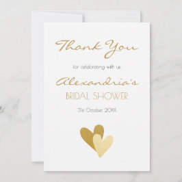 Tarjeta De Agradecimiento Corazones de oro de ducha de novia